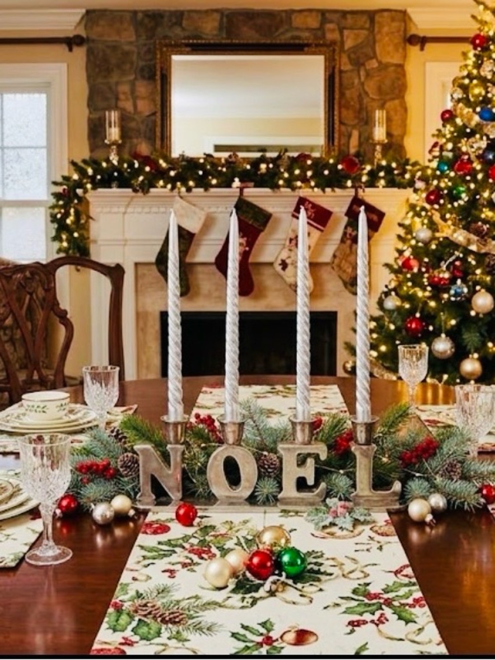 Christmas -vintage Noel candelabra-candle holder- silver plated-Table center pc